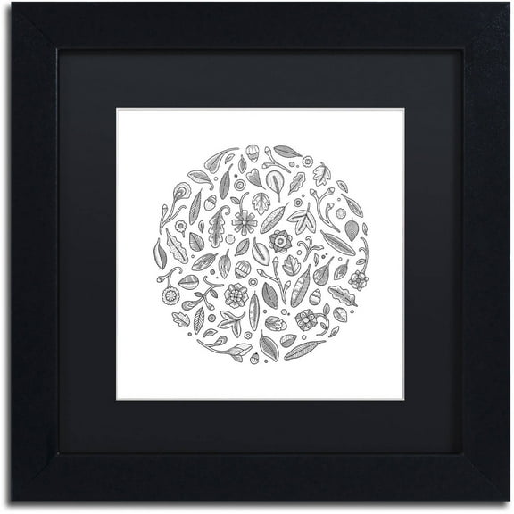 Trademark Fine Art "Leaf Circle" Canvas Art by Filippo Cardu, Black Matte, Black Frame