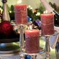thumbnail image 2 of 3-Piece Dark Rose Magenta Red Pillar Candles with 45-Hour Burn Time, Unscented, Marbled Surface, 2 of 6