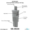 thumbnail image 2 of Universal Air Gap for Water Softeners and Filters with 1/2-inch OD or 5/8-inch ID Inlet Port and 1-1/2-inch or 2-inch Drainpipe Outlet (AG100-001, MR. DRAIN, 34700), 2 of 9