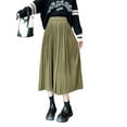 thumbnail image 1 of Txlixc Falda plisada de terciopelo para mujeres casual color sólido falda elástica de cintura a larga en otoño, adecuada para usar en la calle Txlixc moda, 1 of 9
