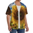 thumbnail image 2 of Pofeuu Sky Golden Sunflower Field Print Mens Casual Short Sleeve Shirts Beach Summer Spread Collar Pocket Tops Men's Casual Short-sleeved Shirt-XX-Large, 2 of 5