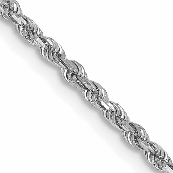 14K White Gold 1.75mm D/C Rope With Lobster Clasp Chain (18 X 1.75) Made In Peru 014w-18