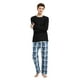 thumbnail image 1 of GLOBAL Conjunto de Pijama de Franela y Playera de Manga Larga para Hombre 100% Algodón Cuadros Azules y Blancos M, 1 of 6