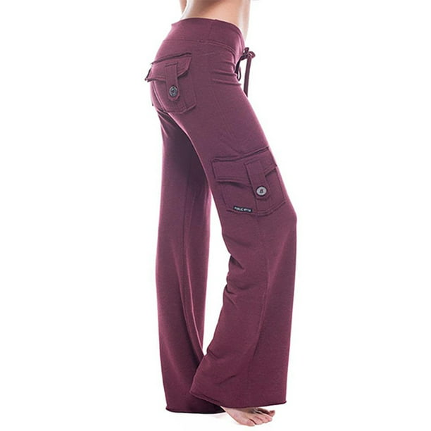 Women's Plus Size Flare Yoga Trouser Cargo Sports Stretchy Pockets ...