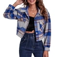 thumbnail image 1 of Chaqueta De Abrigo De Tela Escocesa Para Mujer, Camisas De Abrigo De Moda, Estilo Corto Cómodo, Manga Abullonada, Bolsillo Agradable Para La Piel Para Mujer Para Club Para Ir De ANGGREK ID1711, 1 of 7