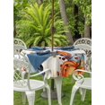 thumbnail image 2 of Outdoor Tablecloth with Umbrella Hole and Zipper, Pumpkins Fall Round Table Cloth 54 Inch Waterproof Tablecloth, Thanksgiving Eucalyptus Leaves Farmhouse Picnic Table Cover for Patio Camping, 2 of 7