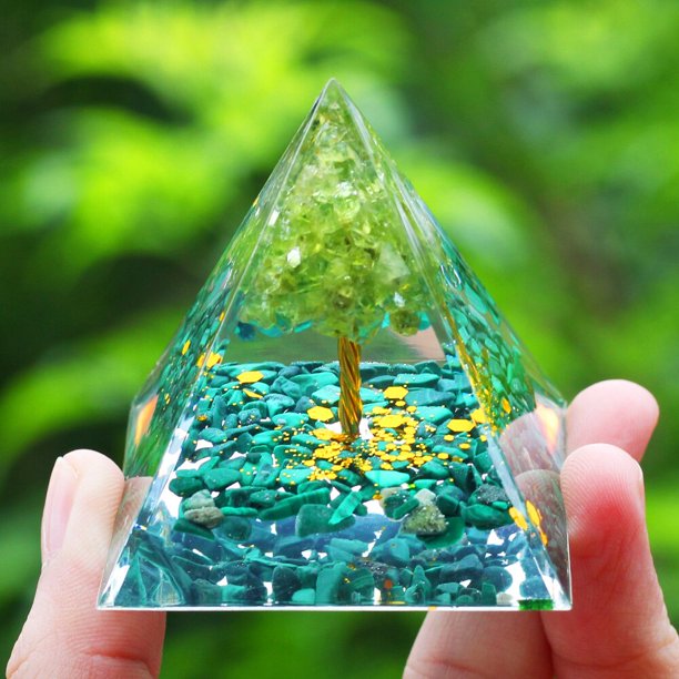 Generador de energía de pirámide de orgón de piedra de cristales, amatista Natural, Peridoto, Reiki, Chakra, herramienta de meditación, decoración de habitación, regalo de Navidad