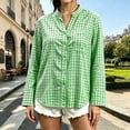thumbnail image 6 of ClodeEU Women's Plaid V Neck Long Sleeve Shirt, Casual Loose Henley Blouse Tops ,Women's Plus M, 6 of 7