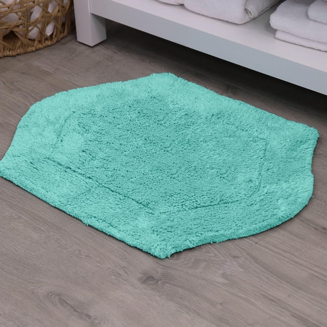 Home Weavers Waterford Collection 100% Cotton Tufted Bath Rug, Extra Soft and Absorbent Bath Rugs, Non-Slip Plush Bath Carpet, Machine Wash, Bath Mat for Bathroom, 21"x34" Rectangle, Turquoise