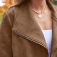 thumbnail image 6 of Women's Suede Jacket with Zipper Pockets, Casual Cropped Faux Leather Motorcycle Jacket for Women, Long Sleeve Zip Up Tops for Spring and Fall, 6 of 8