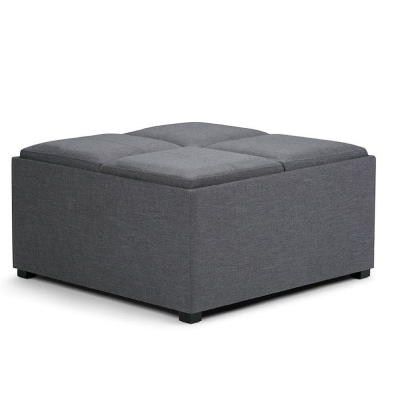 Simpli Home Avalon Coffee Table Storage Ottoman with 4 ...