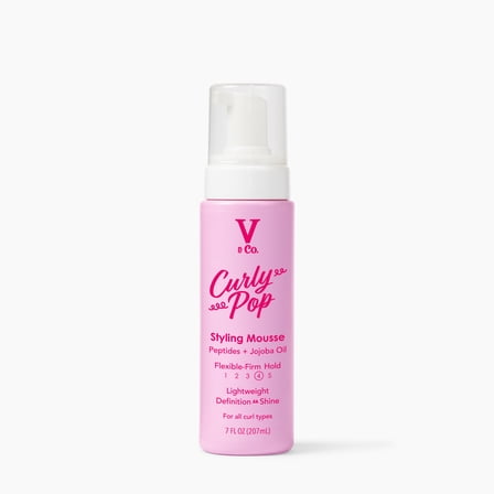 V&Co. Beauty Curly Pop Curl Defining Mousse – Curl Mousse for Curly Hair, Anti Frizz & Moisturizing Hair Care with Peptides & Jojoba Oil, 6 fl oz