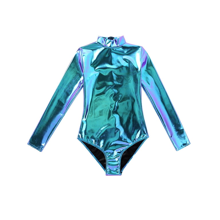 Rswnyirn Women's Metallic Liquid Turtleneck Gymnastics Dance Leotard One  Piece High Cut Bodysuits Blue X-Large - Yahoo Shopping