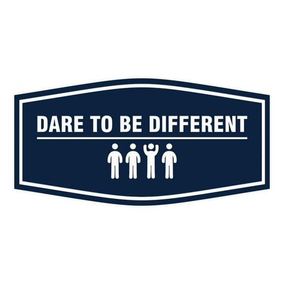 Signs ByLITA Fancy Dare to Be Different Durable ABS Plastic | Laser Engraved | Easy Installation | Elegant Design Sign (Navy Blue / White) - Large