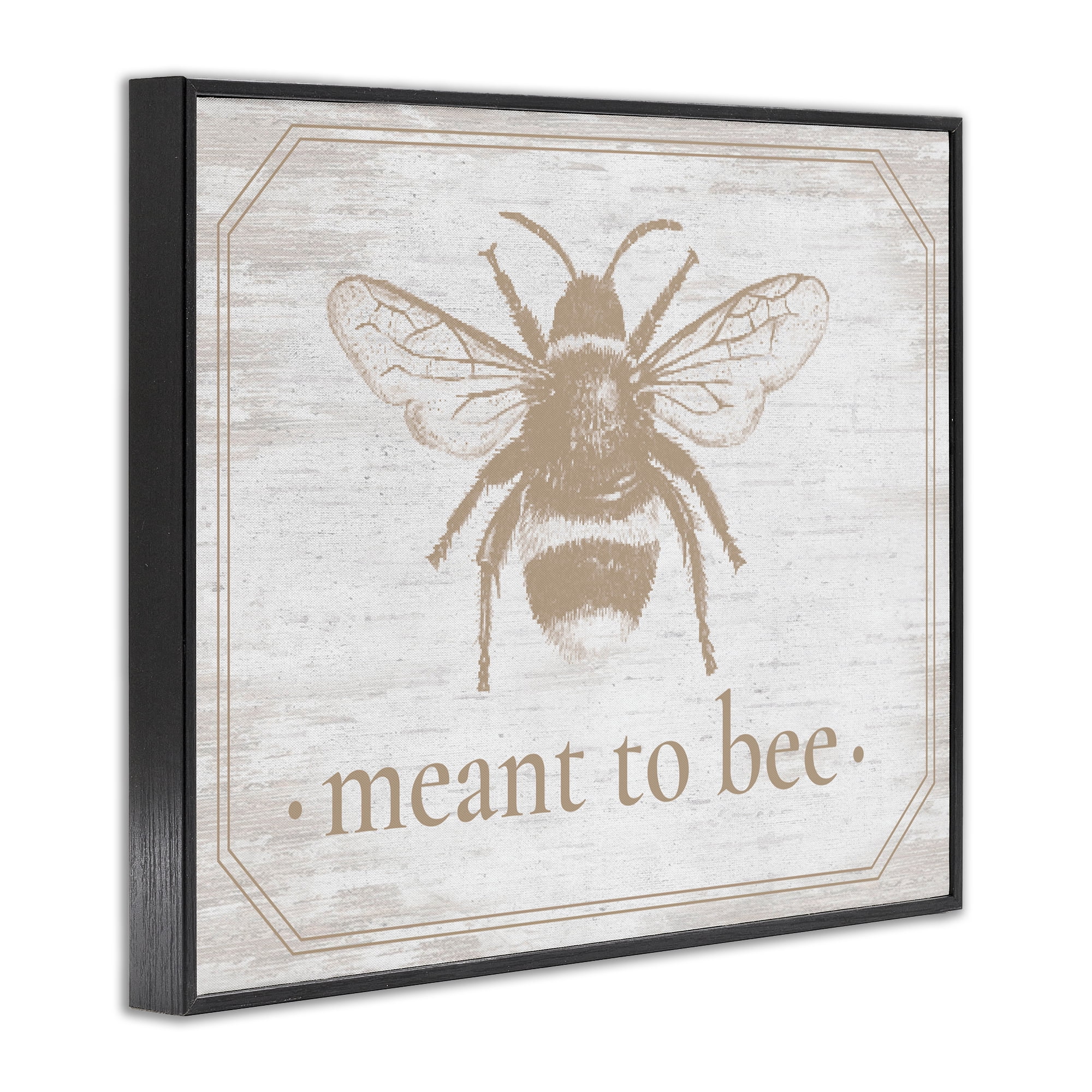 Meant To Bee Rustic Border Black Framed Giclee Art, design by Lettered and Lined