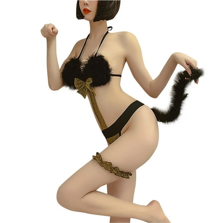 

Tawop Washable Incontinence Underwear Women Sexy Underwear Uniform Allure 3-Point Plush Cat Girl Role Play Suit Strapless Bras for Women Plus Size