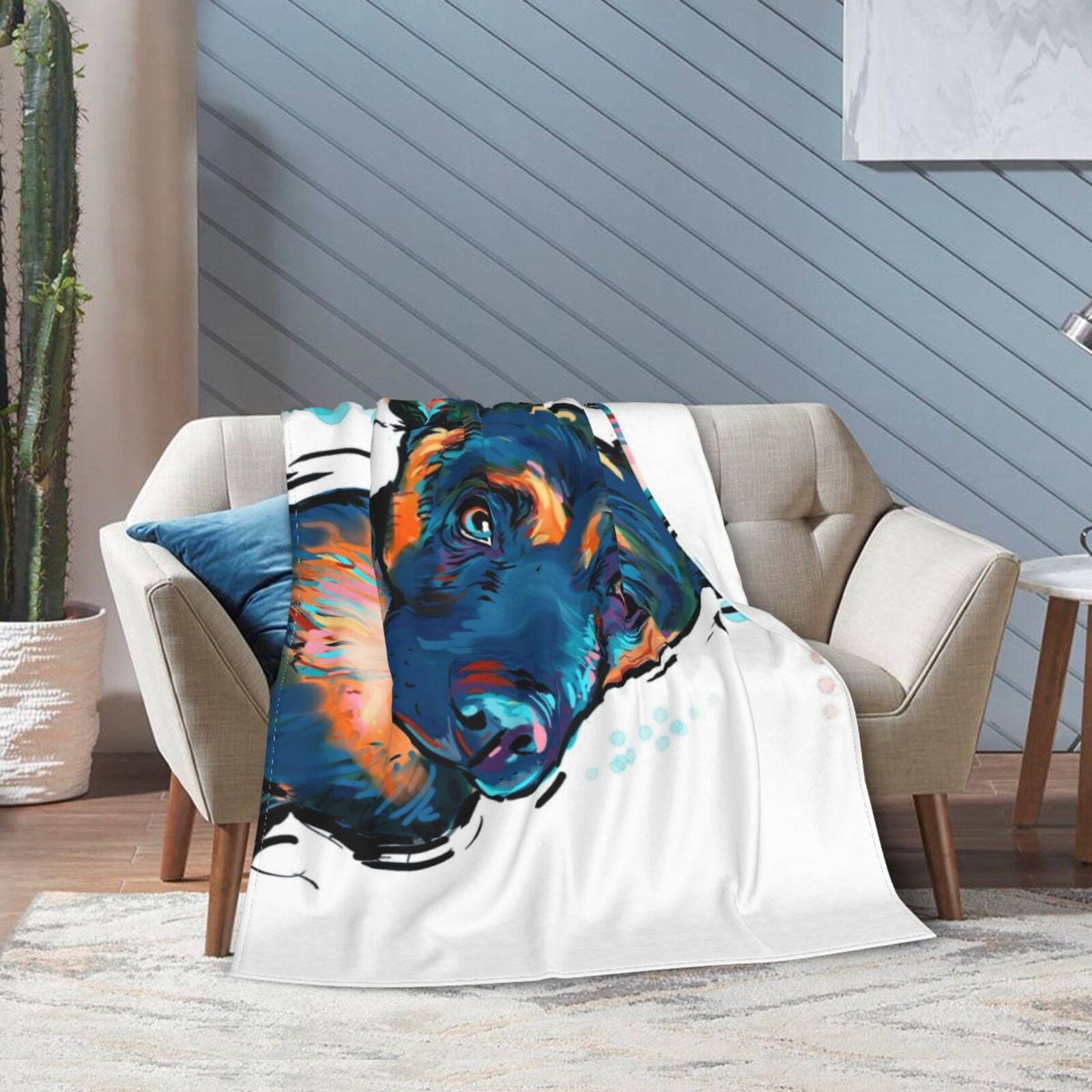 Wijzvio German Shepherd Dog Throw Blanket Soft Fuzzy Fleece Blanket For Couch Bed Living Room Decoration 60"X50"