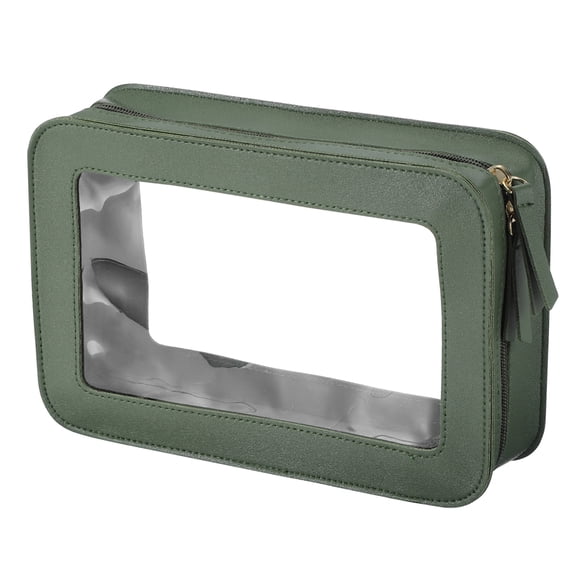 Uxcell Clear Makeup Bag, Waterproof Travel Toiletry Bag with Zipper Cosmetic Organizer Case for Women Men, Green