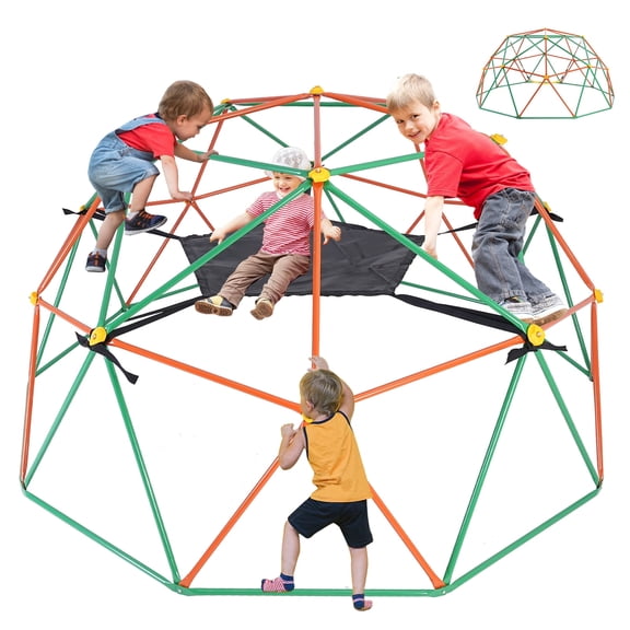 10FT Jungle Gym,Climbing Dome with Hammock & Swing,Outdoor Playground Climbers for Kids 3-12