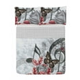 thumbnail image 1 of Music Reversible Bedspread Set, Music Roses Romantic Antiquity Victorian Classic Bridal Floral Illustration, Pillow Shams & Comforter Microfiber Bedding Set, 3 Sizes, Pale Grey, by Ambesonne, 1 of 4