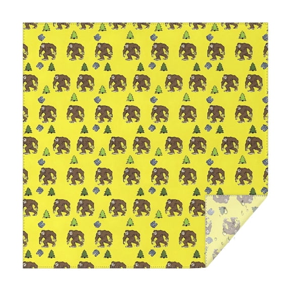 Yellow Bigfoot and Tree Pattern Square Tablecloth,Waterproof Square Table Cover,Wipeable Spillproof Washable Table Cover for Home Kitchen Party Decor 42"X42"(107x107cm)