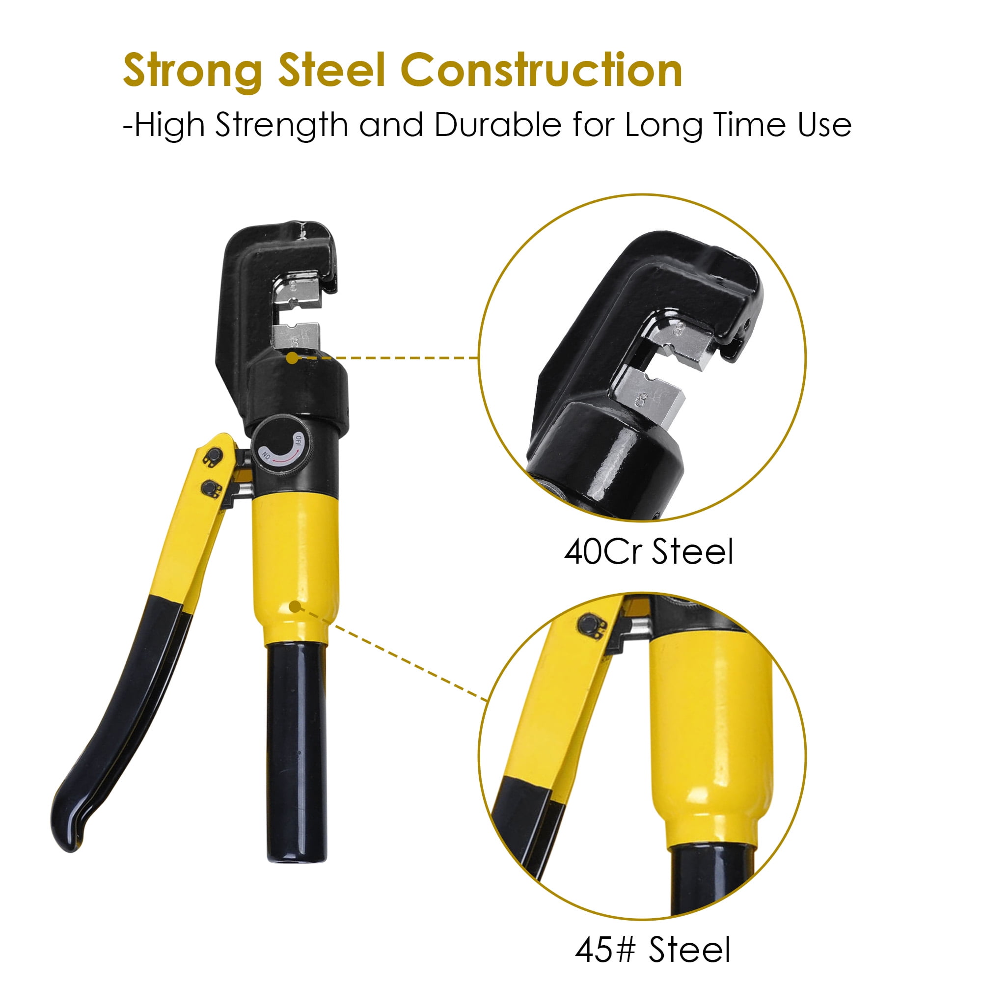 Yescom 10 Ton Hydraulic Wire Battery Cable Lug Terminal Crimper Crimping  Tool with 9 Dies