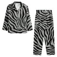 thumbnail image 3 of SCRAWLGOD Zebra Print Grey Black 2 Pieces Mens Pajama Set, Soft Notch Collar Long Sleeve Sleepwear with Pockets, Cozy Wrinkle-Free Lightweight Button-Down Pjs for Men, M, 3 of 6