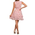 thumbnail image 3 of INSPIRE CHIC Women's Chiffon Dresses Smocked Chic Floral Sleeveless A-Line Mini Dress L Pink Flower, 3 of 6