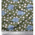 thumbnail image 1 of Soimoi Poly Crepe Fabric Cute Elephant Kids Print Sewing Fabric Yard 42 Inch Wide, 1 of 1
