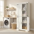 thumbnail image 4 of Homy Casa Farmhouse 4-Shelf Storage Cabinet with Doors, Wooden Organizer for Kitchen, Bathroom, or Living Room,White, 4 of 9