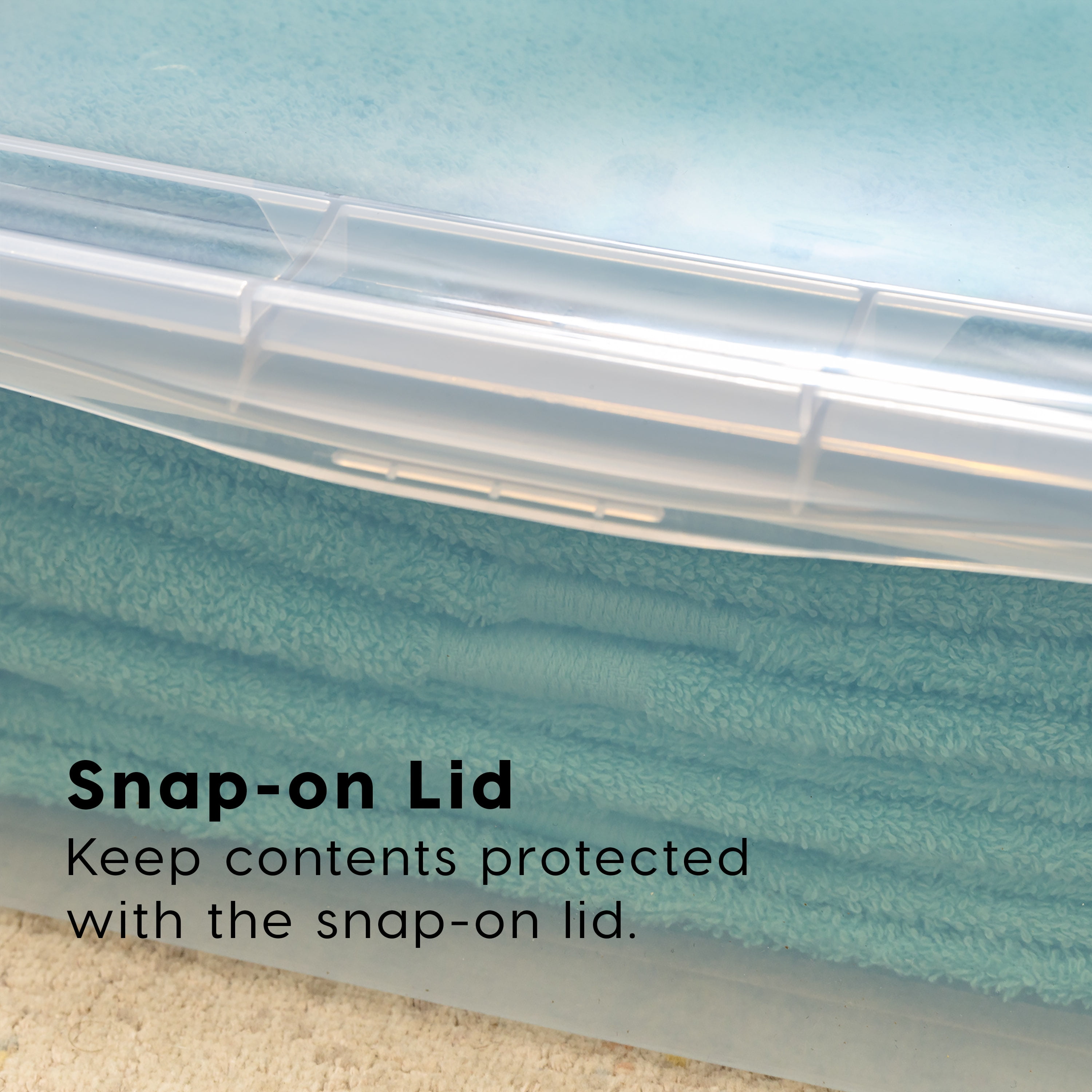 Inspired Essentials Stackable PP Resin 28 Qt Plastic Underbed Storage Bins, Clear, 4 Count Pack