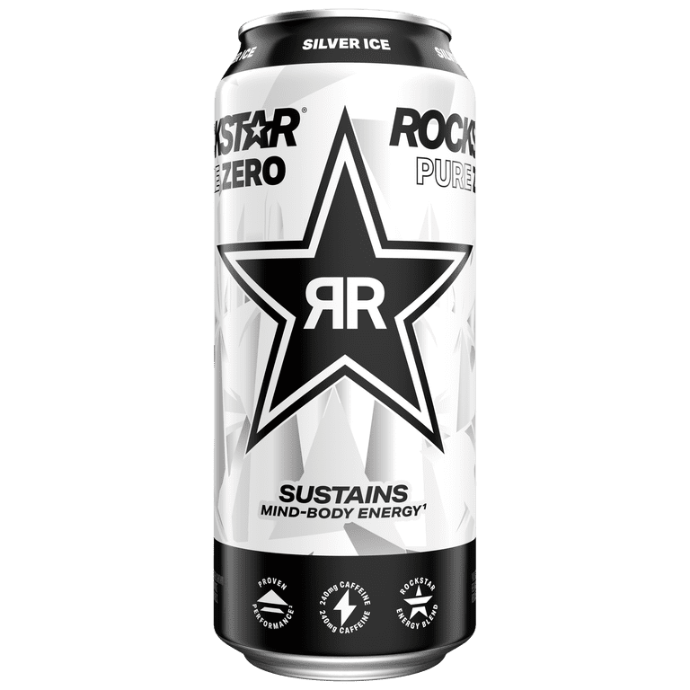 Rockstar, Energy Drink, 16 fl oz, Silver Ice pack of 12 - Walmart.com