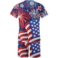 thumbnail image 4 of cllios July 4th Men's Short Sets Trendy Red White and Blue Graphic Suits Independence Day Short Sleeve T Shirts and Shorts 2 Piece Sets Patriotic Tracksuits for Men, 4 of 5