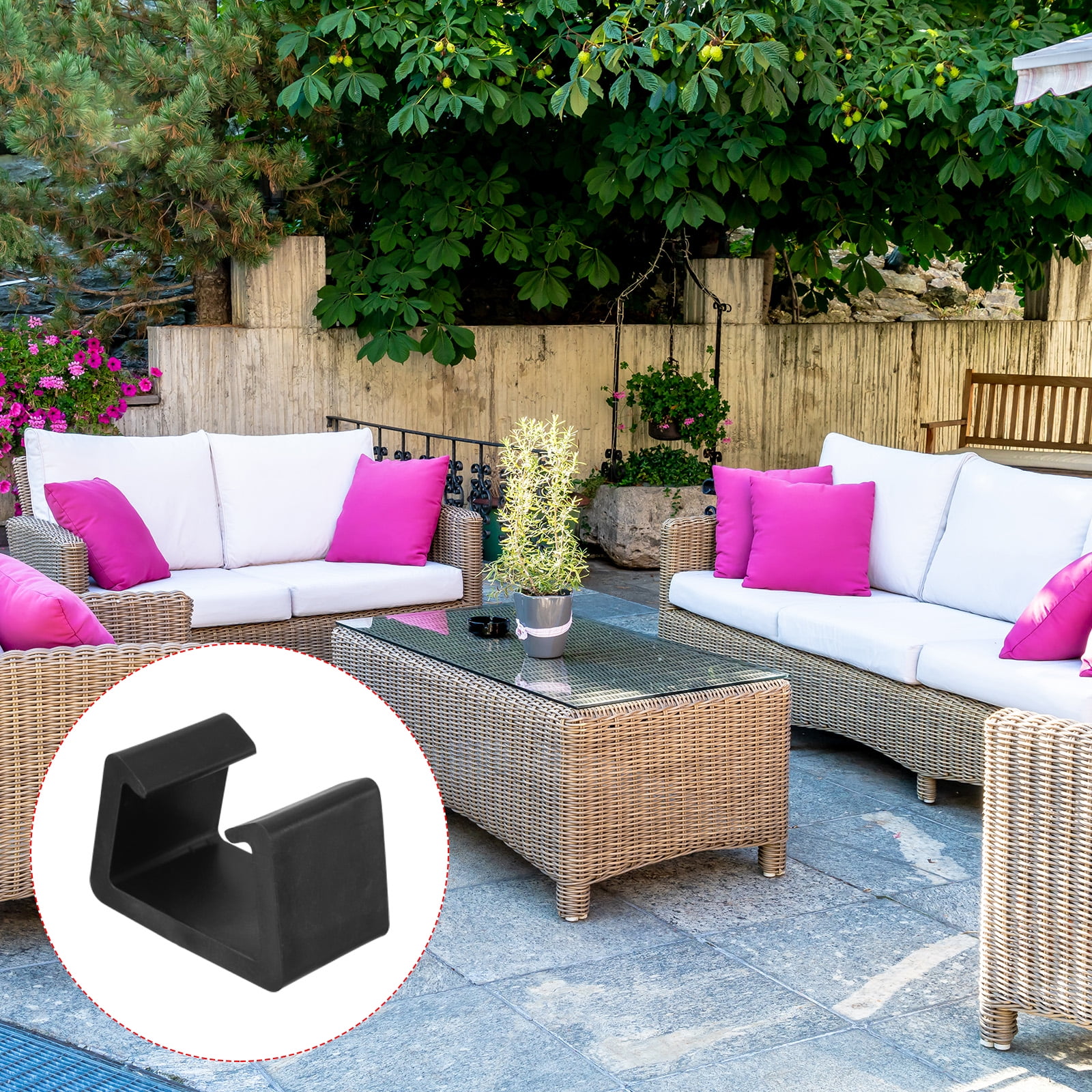 Unique Bargains Patio Furniture Clips Sofa Wicker Outdoor Garden Chair Clamps Black 8