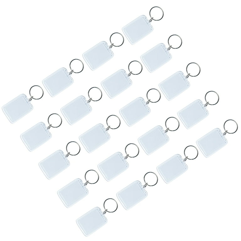 HugeStore 12 Pcs Clear Acrylic Blank Photo Keyring Photo Frame Keychains Snap-in - Foto 5