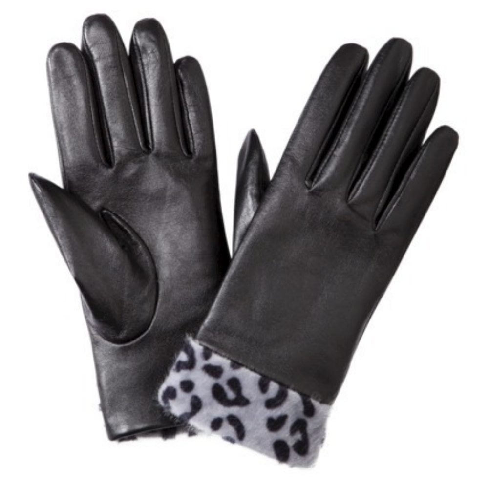 Ladies Woman's Genuine Suede Leather Leopard Gloves,M/L 