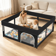 Foldable Baby Playpen, 50×50 Portable Playpen, Babies and Toddlers Play Pen, Indoor & Outdoor Play Yard, Black