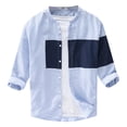 thumbnail image 2 of Camisas Deportivas Hombre Camisa informal de manga de siete para hombre, camiseta cómoda literaria japonesa suelta a la moda para hombre (Blue, 3XL), 2 of 6