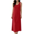 thumbnail image 5 of PBFRDSJ Women's Round Neck Henley Sleeveless Midi Nightgown Loose Soft Tank Sleep Dress for Home Daily Wear Sizes XL-5XL, 5 of 8