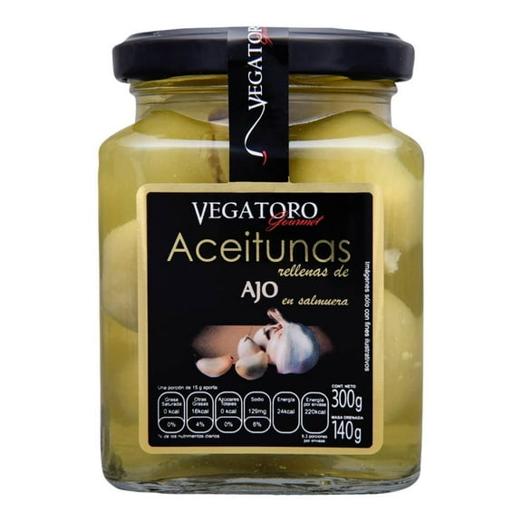 Aceitunas Vegatoro Gourmet aceitunas rellenas de ajo 300 g