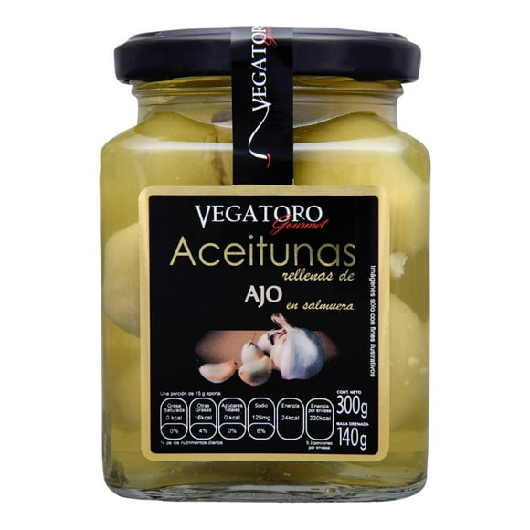Aceitunas Vegatoro Gourmet aceitunas rellenas de ajo 300 g