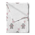 thumbnail image 2 of Animal Cartoon Soft Flannel Fleece Throw Blanket, s Holding Heart Shaped Pink Balloons Girlish Design, Cozy Plush for Indoor and Outdoor Use, 50" x 60", Grey Pale Pink White, by Ambesonne, 2 of 5