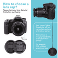 thumbnail image 2 of Foto&Tech 2 Pieces Center Pinch Snap-On Front Lens Cap Cover with Anti Lost String Compatible with Nikon, Sony, Fujifilm, Pentax, Panasonic, Olympus, Other DSLR Camera Lens (43mm), 2 of 5