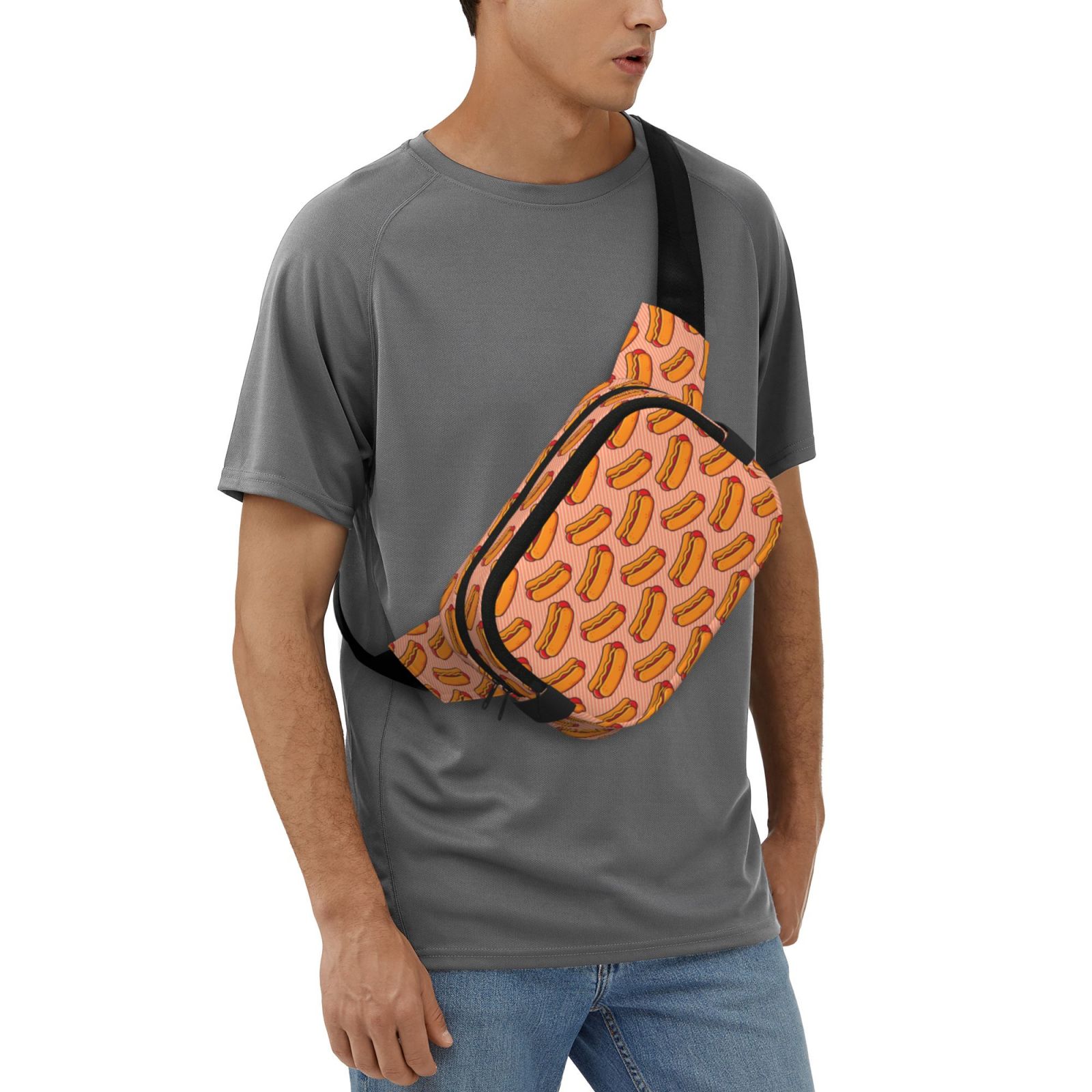 Hirioo Cartoon Hot Dog for Double Layer Waist Bag Adjustable Fanny Pack For Travel Running Hiking