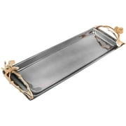 Decozen The Milli Collection Black Nickel-Plated Aluminum and Glass Bath Tray Gold Finished Brass Branch Handles For Towels Lotions Accessories Bathroom Vanity Tray 14.80 x 5.20 x 2.36 inches