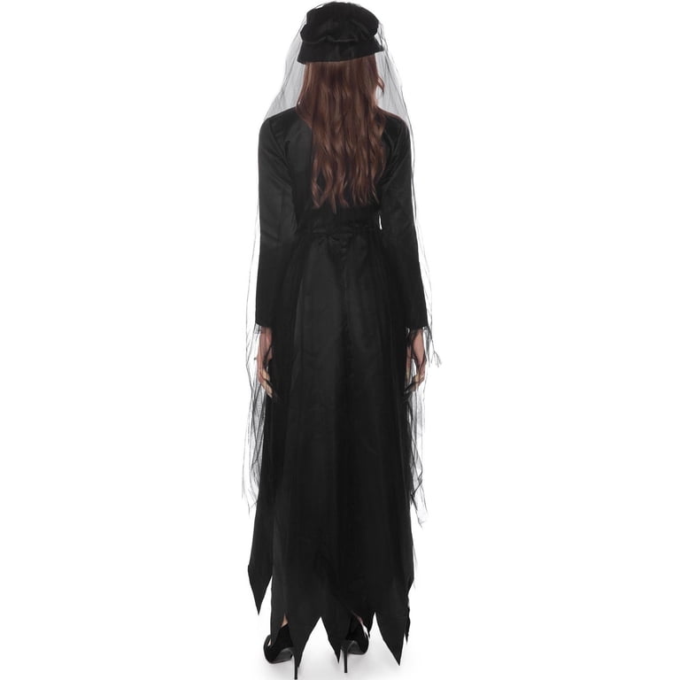 black dress funny TAIAOJING Women Funny Bride Hallowmas Bride Witch Party Black Dress Scary Hallowmas For Women