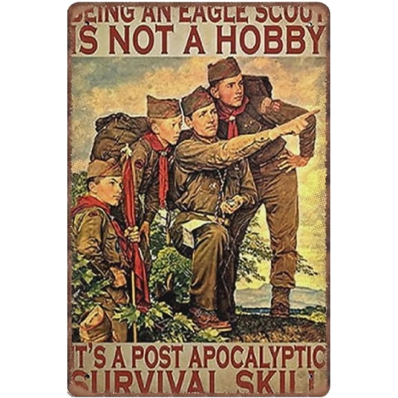 Metal Wall Sign Being An Eagle Scout Is Not A Hobby Retro Tin Plaque for Kitchen Home Garden Bar Cafe Decor 8 x 12 Inches
