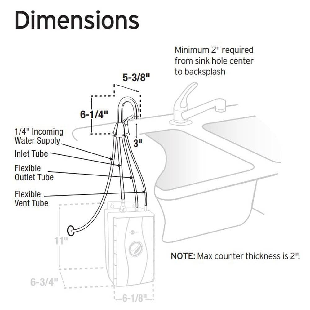 InSinkErator Invite HOT150 Series Instant Hot Water Dispenser Tank with 1-Handle 6.25 in. Faucet in Satin Nickel