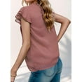 thumbnail image 7 of Weardear Summer Tops for Women 2024 Casual Dressy T Shirt Flutter Short Sleeve Lace Smocked Tops Flowy Chiffon Blouses, 7 of 7