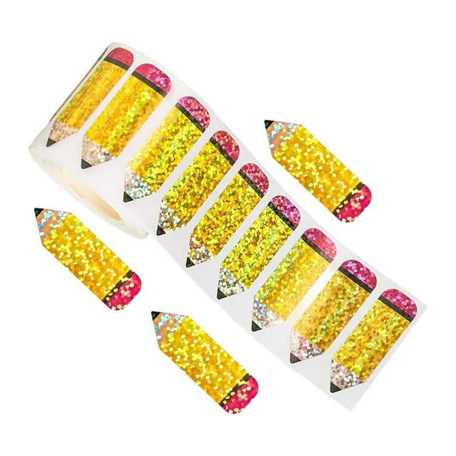 Rollo de pegatinas para la escuela, pegatinas con sello de lápiz, proyecto de bricolaje, sobre, álbum de recortes, suministros para fiestas, pegatinas